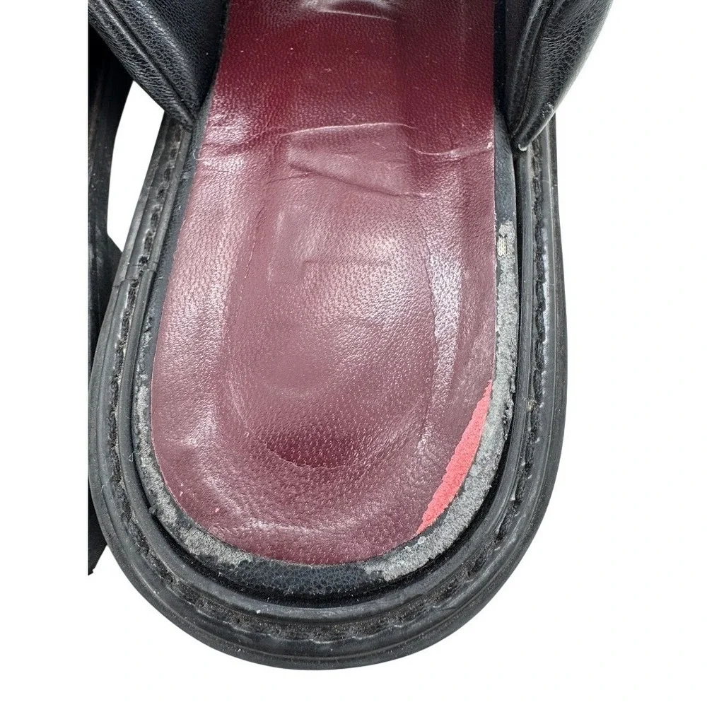 Staud Astro Slide Sandals Black Leather Puffy Padded Platform Lug Sole Slide 39